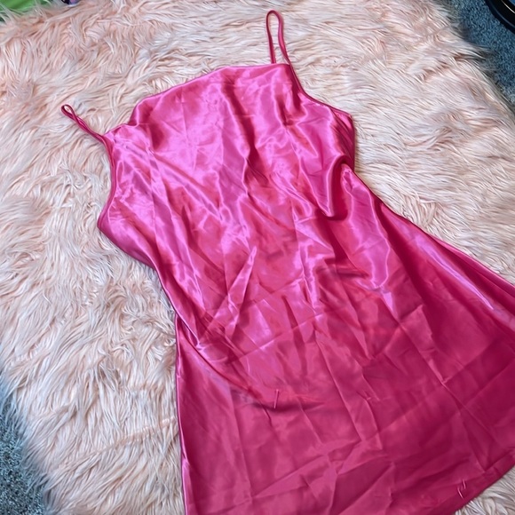 NWT Cider‎ Solid Pink Satin Cowl Neck Cami Mini Dress Size XL - Picture 2 of 6